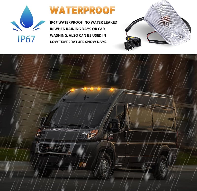 DERMOKA 1PCS Cab Roof Top Marker Lights Clearance Running Lamps for 2014-2023 Dodge Ram ProMaster 1500 2500 3500 with OE Socket, Halogen Bulb Clear Len - Image 5